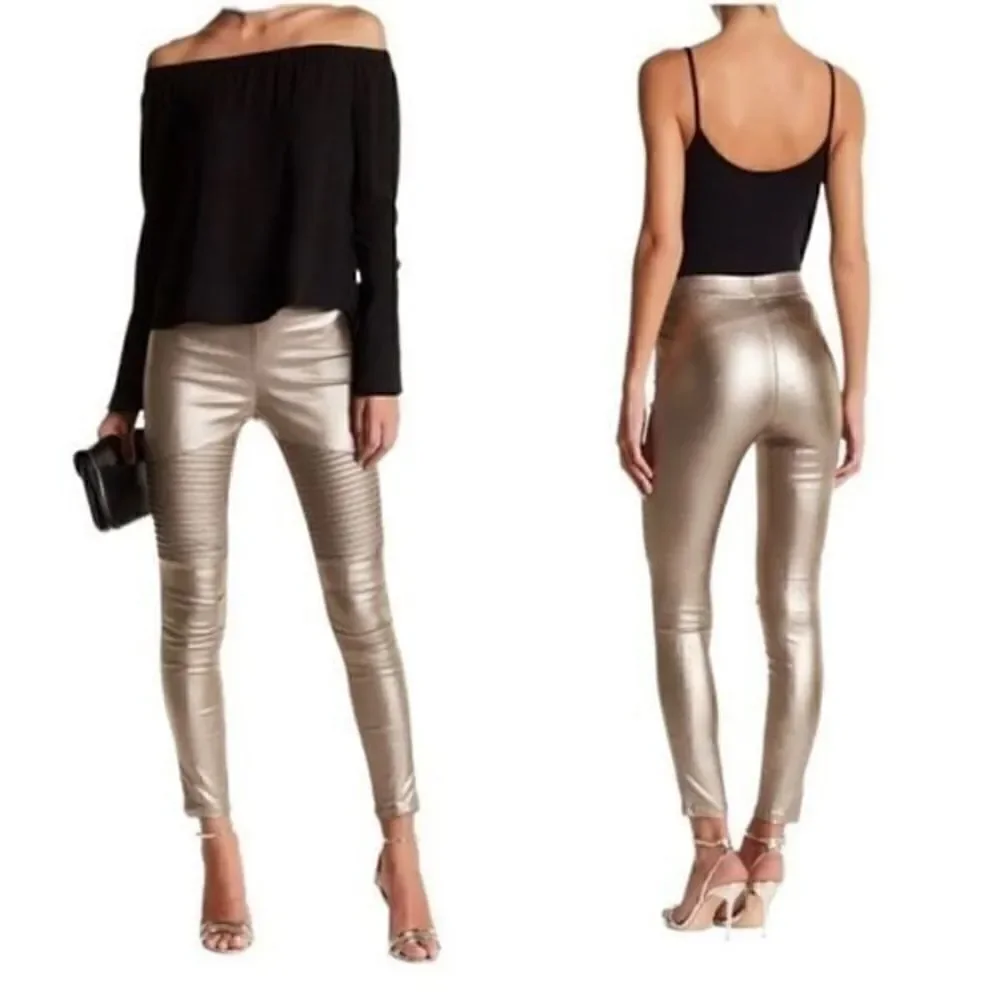 Oober Swank Nordstrom Metallic Gold Leggings Extra Small NWT